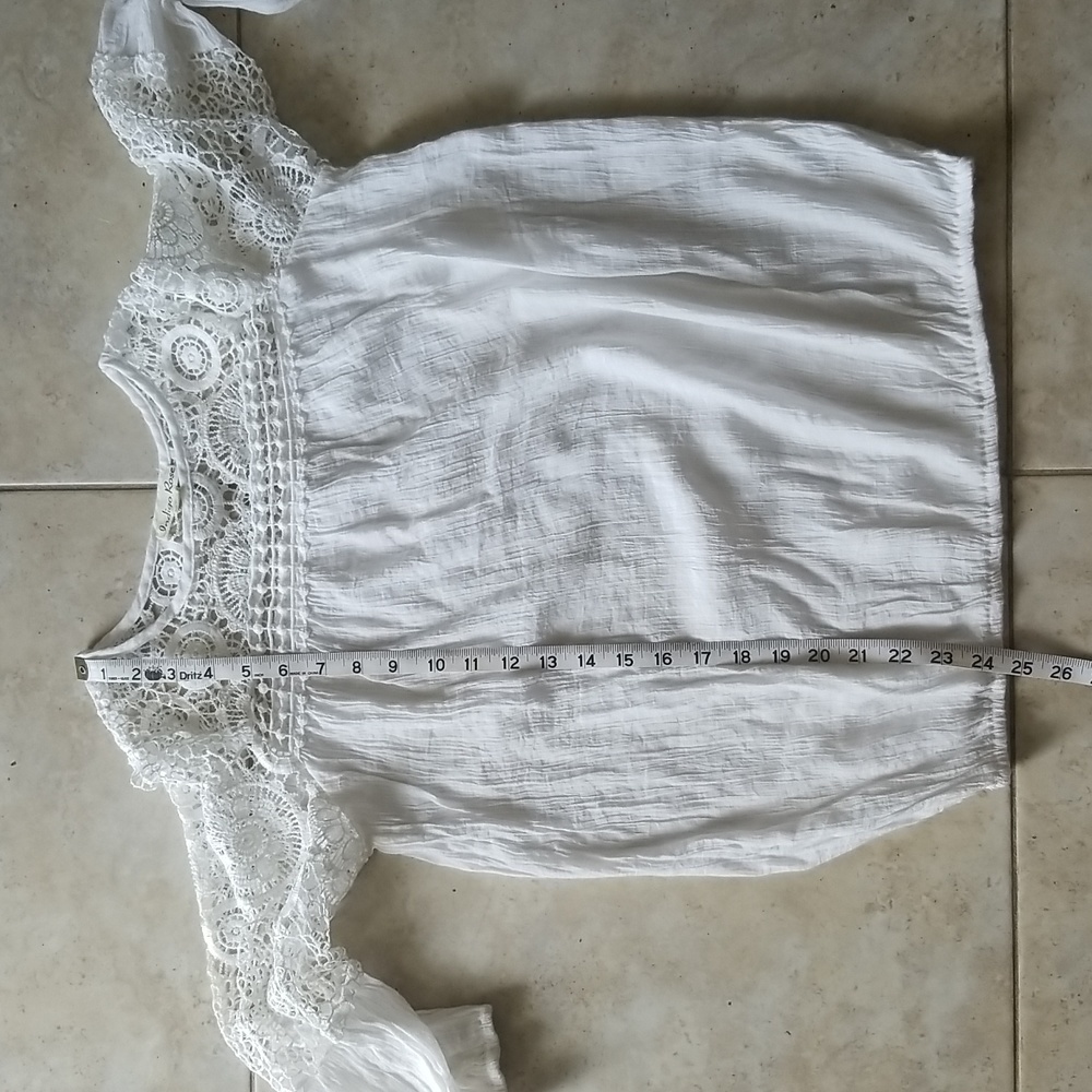 INDIGO ROSE Peasant Boho White Crochet Lace Blouse Size S - Picture 10 of 11